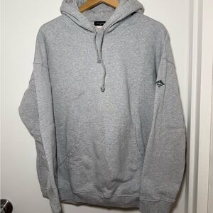 Blue Garage Gray Hoodie with Green “West Village NYC” Embroidery on back